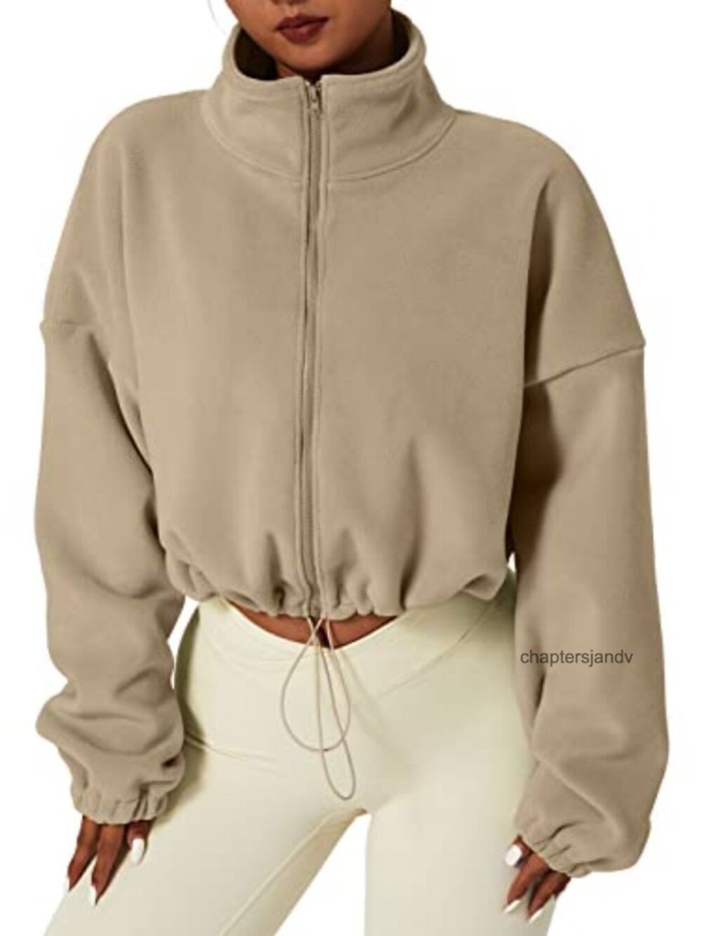 Fleece Crop Jacket Full Zip Stand Collar Short Winter Coat